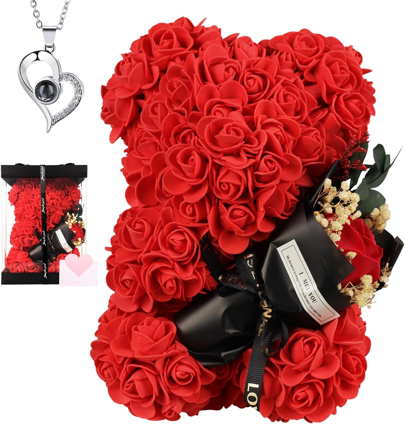 Valentines Day Gifts for Her Rose Bear with Bouquet