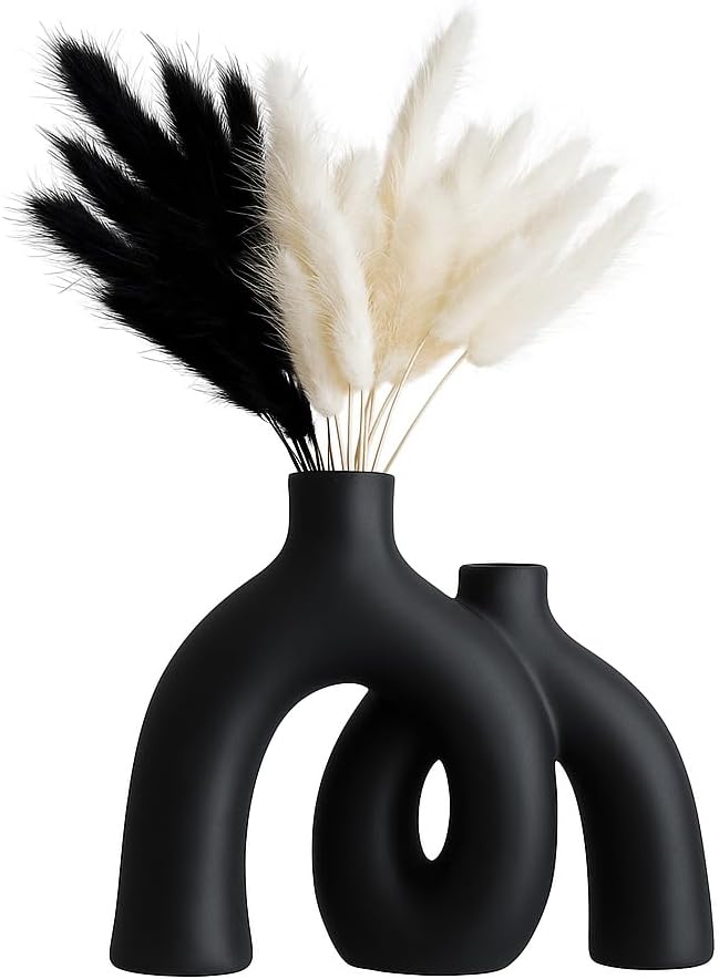 Matte Black Ceramic Vase Set