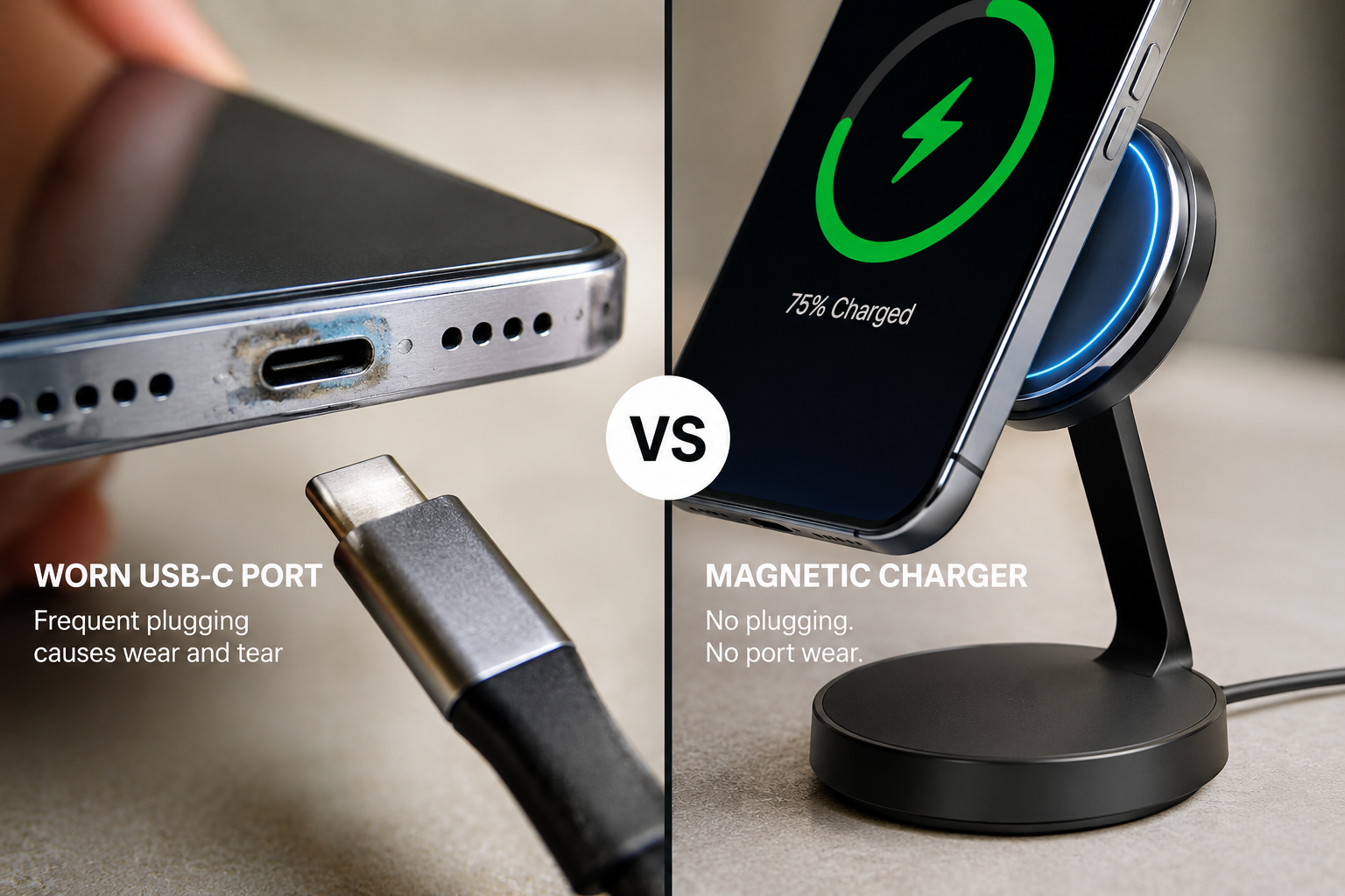 Worn port vs magnetic charger