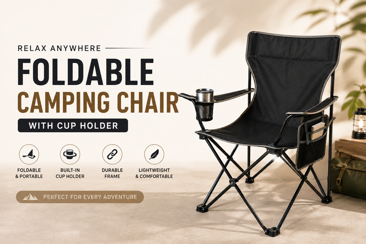 Foldable Camping Chair With Cup Holder